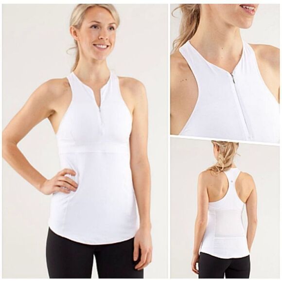 Lululemon High Neck Zippy Run Tank White size 4 small - Picture 1 of 14